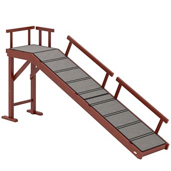 PawHut Wooden Dog Ramp with Removable Guardrails, Non-Slip, 70.5inch