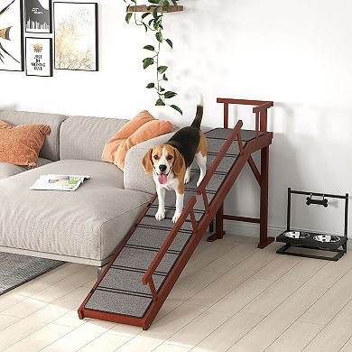PawHut Wooden Dog Ramp with Removable Guardrails, Non-Slip, 70.5inch