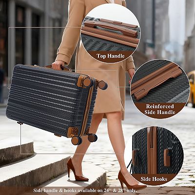Louis　ブラック、ブラウンセット Whisen 6-Piece Luggage Sets, Hardshell ABS Suitcase with Spinner