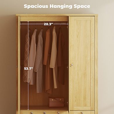 HOMCOM Wardrobe Closet with 3 Doors and 2 Drawers Bedroom Armoire