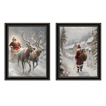 LOVMOR Decor 4U 2 pc On The Eve of Christmas Black Framed Wall Art Jo Moulton
