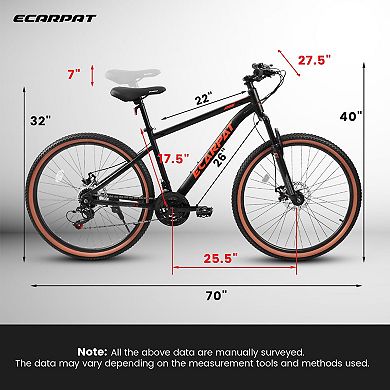 Whisen 27.5" Mountain Bike, High Carbon Steel Frame, Disc Brakes, Stylish Brown Edge Tires