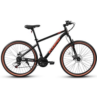 Whisen 27.5" Mountain Bike, High Carbon Steel Frame, Disc Brakes, Stylish Brown Edge Tires