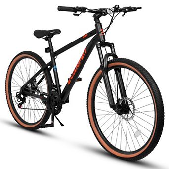 Whisen 27.5" Mountain Bike, High Carbon Steel Frame, Disc Brakes, Stylish Brown Edge Tires