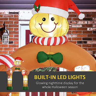 LOVMOR Outsunny 9ft Christmas Inflatable Gingerbread Man Arch White LED Decor