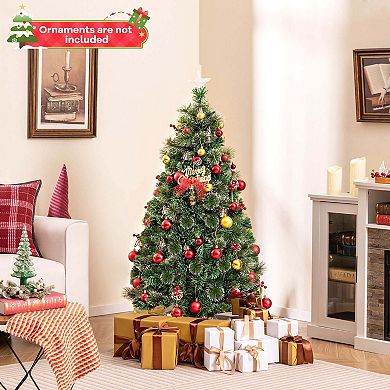 Costway Christmas Tree Artificial Xmas Tree with 8 Lighting Modes Warm LED Lights