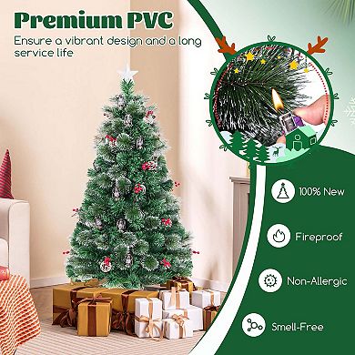 Costway Christmas Tree Artificial Xmas Tree with 8 Lighting Modes Warm LED Lights
