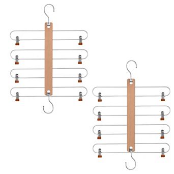 USTECH Multi-Tier Slack Organizer, Drop-Down Pants & Skirt Hanger for Closet Storage (Pack of 2)