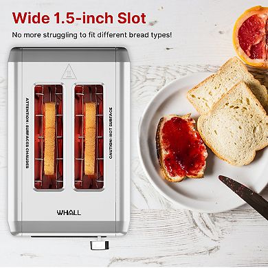 WHALL 2 Slice Toaster, Toasters 2 slice, Smart Bread Toaster, Touchscreen Toaster, Bagel Toasters