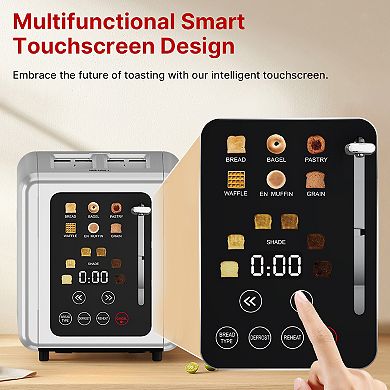 WHALL 2 Slice Toaster, Toasters 2 slice, Smart Bread Toaster, Touchscreen Toaster, Bagel Toasters