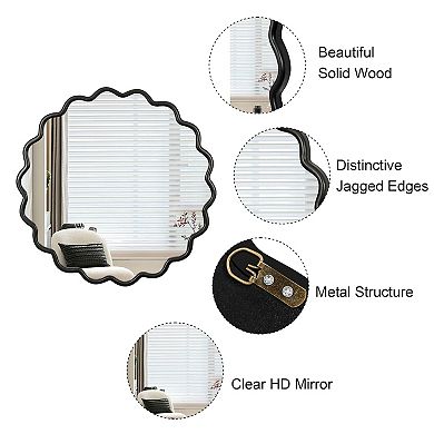 31 x 31 inch Solid Wavy Mirror, Black