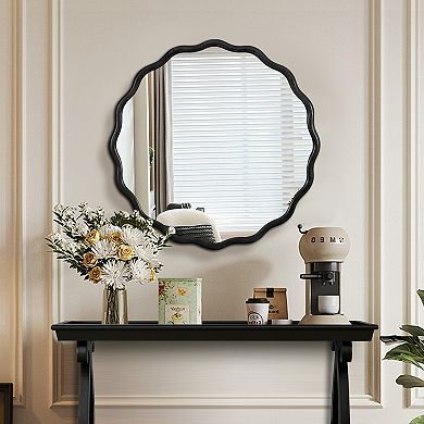 31 x 31 inch Solid Wavy Mirror, Black
