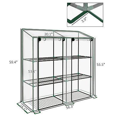 Outsunny Lean-to Greenhouse with 3 Tier Shelves, Portable Greenhouse