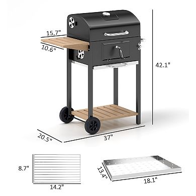 Outsunny Charcoal BBQ Grill, Outdoor Portable Grill