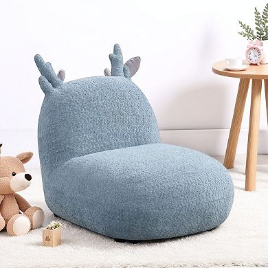 Wesie Deer Shaped Kids Chair, Sculpted Ear and Antlers, Chenille