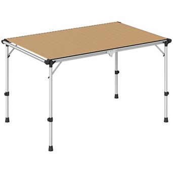 Outsunny Foldable Table, Adjustable Height Aluminum Table for Picnic