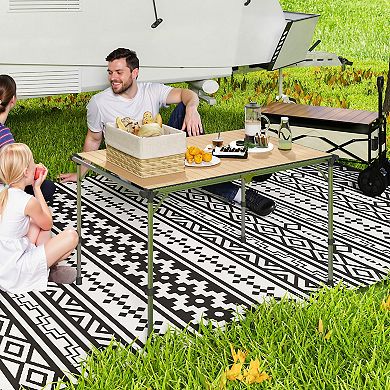 Outsunny Foldable Table, Adjustable Height Aluminum Table for Picnic