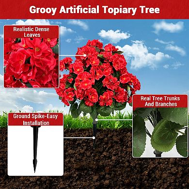 2-Pack Artificial Camellia Flowers in Pot, 90cm Tall Yellow Bloom Fake Plants