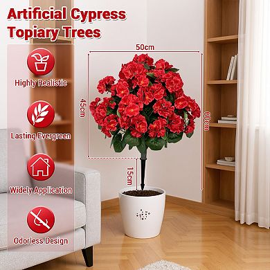 2-Pack Artificial Camellia Flowers in Pot, 90cm Tall Yellow Bloom Fake Plants