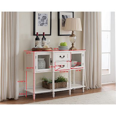 Kings Brand Furniture Modern Sideboard Buffet Cabinet, Console Sofa Table with Glass Doors
