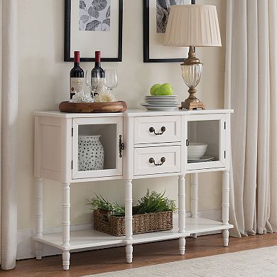 Kings Brand Furniture Modern Sideboard Buffet Cabinet, Console Sofa Table with Glass Doors