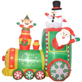 LOVMOR Outsunny 6ft Christmas Inflatable Train White LED Decor