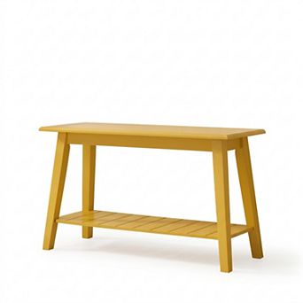 Wood Entryway Bench with Storage Shelf Modern Accent Seating for Hallway, Bedroom, Living Room