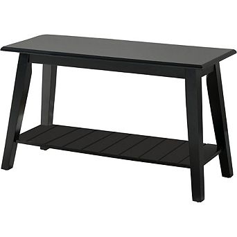 Wood Entryway Bench with Storage Shelf Modern Accent Seating for Hallway, Bedroom, Living Room