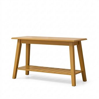Wood Entryway Bench with Storage Shelf Modern Accent Seating for Hallway, Bedroom, Living Room