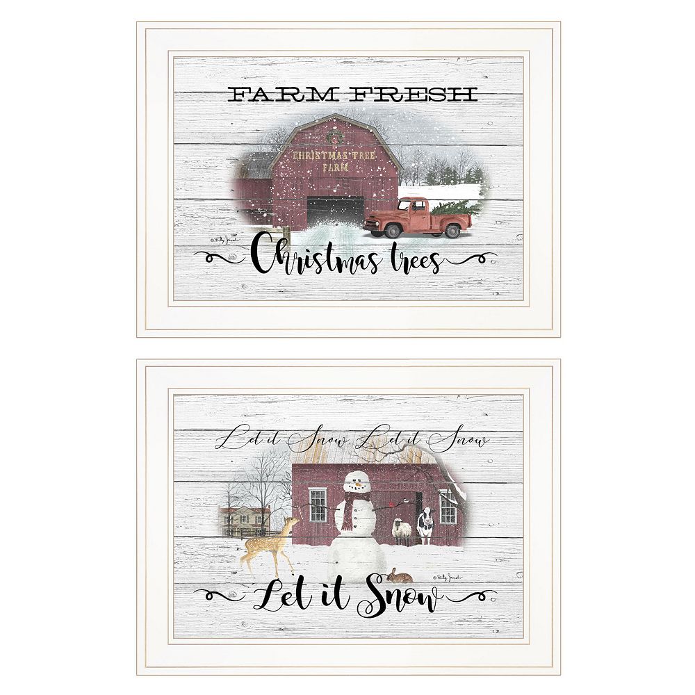 LOVMOR Farm Christmas 2 Piece Vignette Billy Jacobs Ready to Hang Framed
