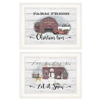 LOVMOR Farm Christmas 2 pc Vignette Billy Jacobs Ready to Hang Framed