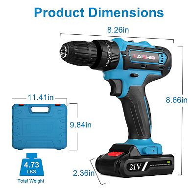 Cordless Drill Set 28V with 2 Batteries & Charger, 25+3 Torque, 24 Drill Bits, 2 Speeds