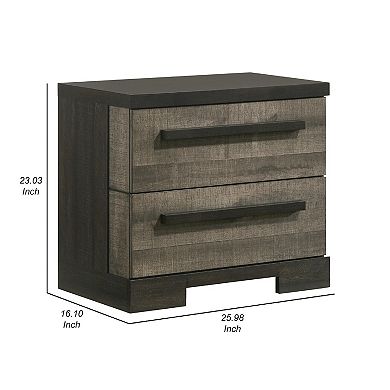 Ruthe Nightstand with 2 Drawers, Wide Top, Wood