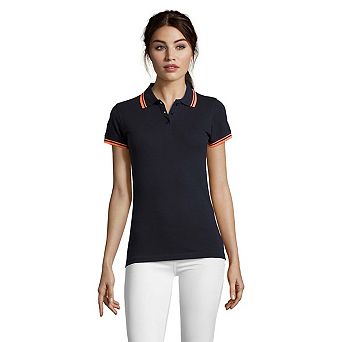 SOLS Womens/Ladies Pasadena Tipped Short Sleeve Pique Polo Shirt