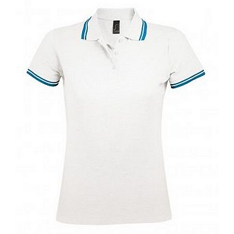 SOLS Womens/Ladies Pasadena Tipped Short Sleeve Pique Polo Shirt