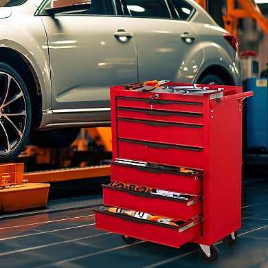 Whisen Rolling Tool Chest Cabinet, Large Capacity Metal Tool Box with Wheels and Cylinder Locking