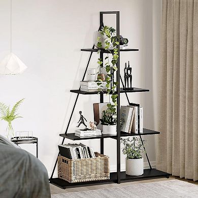 4-Tier A-Shaped Ladder Bookshelf, Freestanding Display & Storage Organizer for Living Room & Office