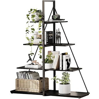 4 tier A-Shaped Ladder Bookshelf, Freestanding Display & Storage Organizer for Living Room & Office