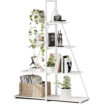 4 tier A-Shaped Ladder Bookshelf, Freestanding Display & Storage Organizer for Living Room & Office