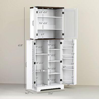 HOMCOM 64inch Kitchen Pantry Storage Cabinet with Motion Sensor Light