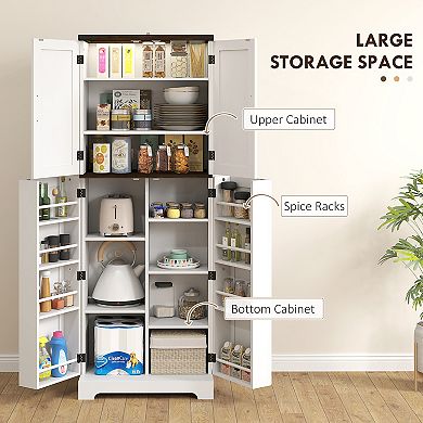 HOMCOM 64inch Kitchen Pantry Storage Cabinet with Motion Sensor Light
