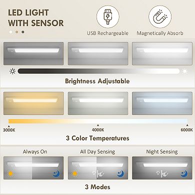 HOMCOM 64inch Kitchen Pantry Storage Cabinet with Motion Sensor Light