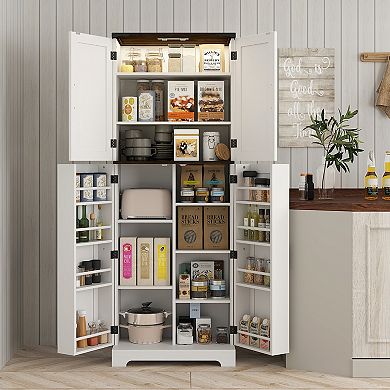 HOMCOM 64inch Kitchen Pantry Storage Cabinet with Motion Sensor Light