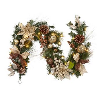 6ft Christmas Garland with Lights, Pre-Lit Christmas Garland Decorations for Indoor Outdoor