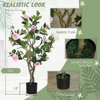 HOMCOM Set of 2 Decorative Artificial Plants, Fake Plants for Decor