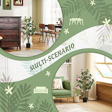 HOMCOM Set of 2 Decorative Artificial Plants, Fake Plants for Decor