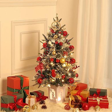 3ft Mini Christmas Tree, 2 Set Pre-Lit Artificial Tree with 78 Warm White Lights