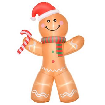 LOVMOR HOMCOM 8ft Christmas Inflatable Gingerbread Man Candy Cane Outdoor