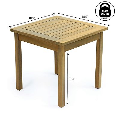 Archer 18.9" Modern Classic Square Slatted Solid Acacia Wood Indoor/Outdoor Adirondack Side Table