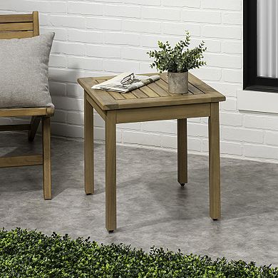 Archer 18.9" Modern Classic Square Slatted Solid Acacia Wood Indoor/Outdoor Adirondack Side Table